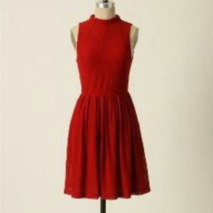 Anthropologie Deletta Red Cosgrove Dress M high neck Pockets EUC